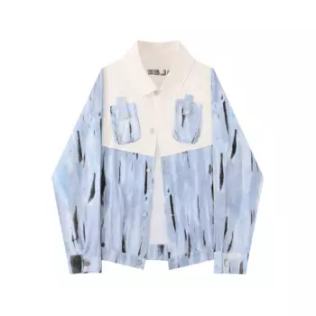 Осенняя дизайнерская джинсовая куртка SuperAen контрастных цветов 2024, Женская свободная повседневная куртка, пальто