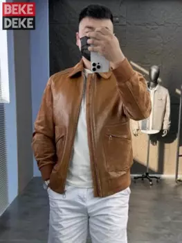 Осенняя модная мужская куртка из натуральной овечьей кожи, деловое повседневное рабочее пальто из натуральной замши, приталенная верхняя одежда на молнии, куртка