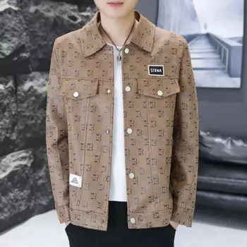 Осенняя мужская куртка с надписью в Корейском стиле, Высококачественная Повседневная Деловая ветрозащитная куртка, приталенная куртка-бомбер