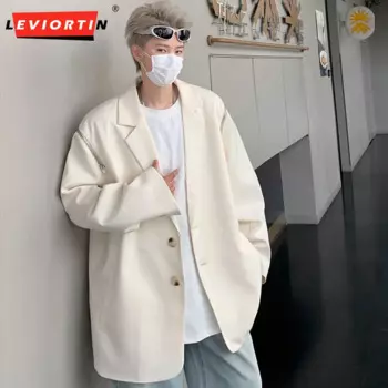 Осенняя нишевая Дизайнерская куртка на молнии через плечо для мужчин, свободный крой, винтажный Повседневный Блейзер, куртка, универсальный костюм в Корейском стиле, пальто