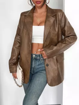 Осенняя новая американская мотоциклетная коричневая винтажная кожаная куртка ADT, женская погружная куртка из искусственной кожи, женская одежда