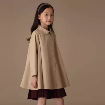 Осенняя Новинка, детская одежда, модный тренчкот для девочек, куртка-платье в английском стиле, накидка, пальто, универсальная верхняя одежда