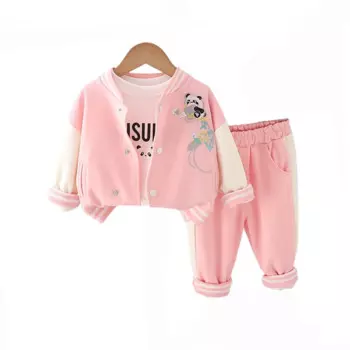 Осенняя одежда для маленьких девочек 2024, Модный корейский Кардиган в стиле пэчворк с вышивкой, пальто, футболки и брюки для девочек, эксклюзивная одежда