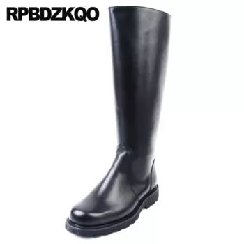 Осенняя Высококачественная обувь для верховой езды, дизайнерские осенние черные мужские сапоги до колена на молнии, большой размер 2021 натуральной кожи