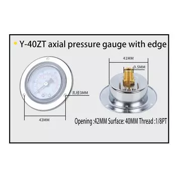 Осевой Пневматический Манометр с кромкой Y40 50 60 100