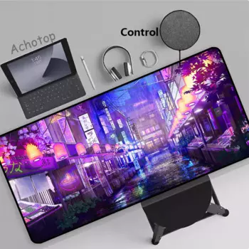 Ослепительный коврик для мыши с неоновым городским управлением, игровой коврик для мыши для ноутбука, коврик для мыши, Настольный коврик для скоростной клавиатуры, 90x40 см