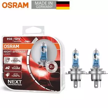 OSRAM H4 9003 12 В 60/55 Вт 64193NBL Ночной выключатель Лазерная автомобильная галогенная фара нового поколения Hi/Lo Beam + 150 яркости, 2 шт.