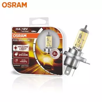 OSRAM H4 9003 HB2 желтый 62193FBR галогенный противотуманный выключатель 12 в 60/55 Вт автомобильный оригинальный головсветильник свет 2600K свет + 60% более яркие лампы, пара