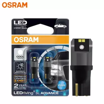 OSRAM LED T10 6000K W5W 194 Светодиодные лампы для чтения SL Advance 6000K Белые автомобильные лампы для чтения Дверные лампы Внутреннее освещение 12 В 1,5 Вт 2980CW, пара