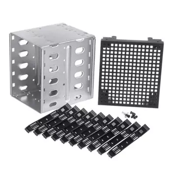 От 5,25 до 5x3,5 дюймов SATA HDD Cage Rack Корпус жесткого диска Адаптер лотка для диска