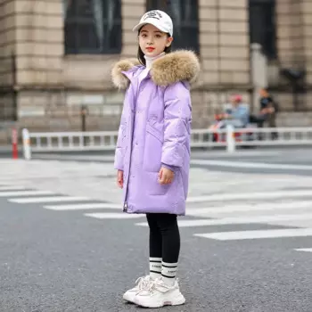 От 5 до 16 лет Зимний пуховик для девочек-подростков модное пальто с искусственным мехом длинная парка с капюшоном теплая детская одежда