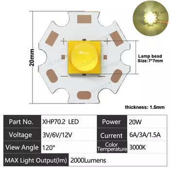 OTCRREE XHP70.2 20W/40W теплый белый/холодный белый/нейтральный белый светодиодный чип