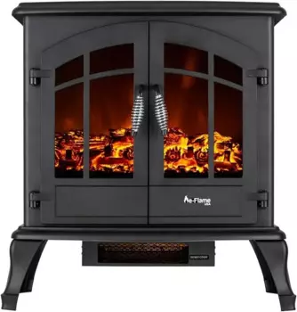 Отдельностоящий камин E-Flame, Обогреватель для печи, Реалистичный 3-D бревно, Эффект огня, Черный, США Яшма