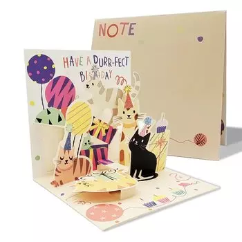 Открытка 3D "Черная кошка"