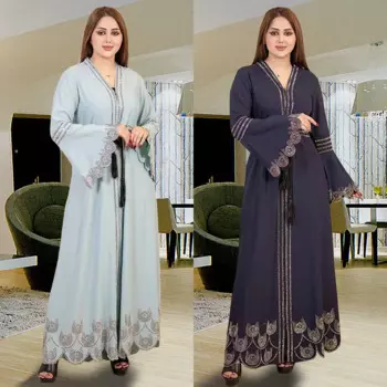 Открытый абайя Дубай Кафтан мусульманский кардиган Abayas платья для женщин 2024 повседневное кимоно халат женский кафтан Турецкая мусульманская одежда