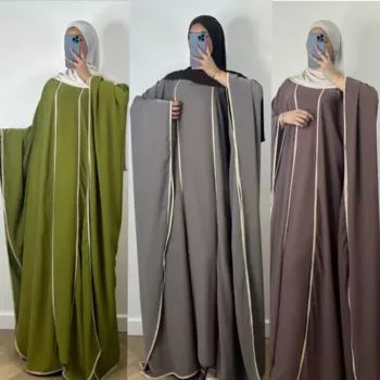 Открытый комплект Abaya, искусственный кафтан, мусульманский кардиган, Abayas, платья для женщин, женский халат, искусственное кимоно