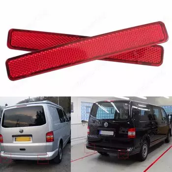 Отражатель заднего бампера ANGRONG 2x для VW Transporter T5, красный, Caravelle / Multivan (предварительная подтяжка лица) 2003-2011 (CA244)