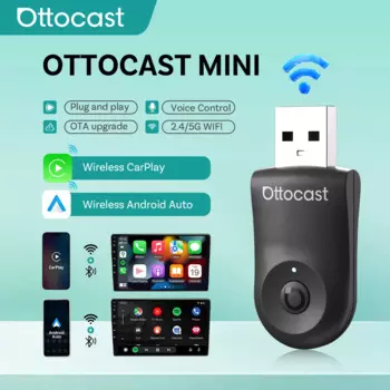 Ottocast 2 в 1, беспроводной адаптер CarPlay Android Auto, Plug Play, быстрый разъем, мини-USB-ключ для Mercedes Benz Audi Toyota и т. д.