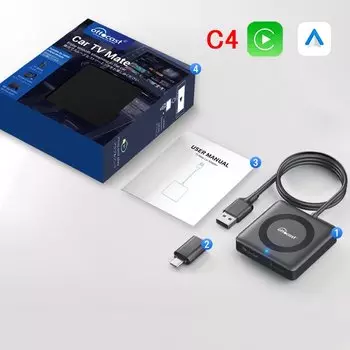 Ottocast Car Tv Mate Wireless Carplay Android Auto адаптер HDMI мультимедийный видеоконвертер для IPTV Google TV Stick Game Box