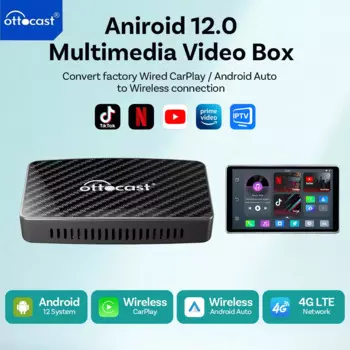 Ottocast Play2 Video Pro Ai Box Беспроводной CarPlay Android Auto адаптер со встроенным Youtube Netflix Iptv для автомобиля с проводным Carplay
