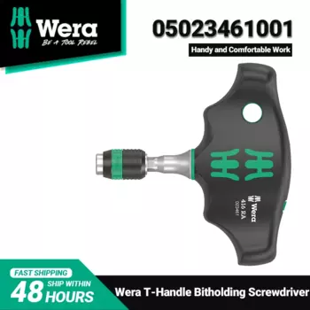 Отвертка битоформовочная WERA с Т-образной ручкой, 05023461001 г, с храповым механизмом и быстроразъемным патроном Rapidaptor, 118x45 мм