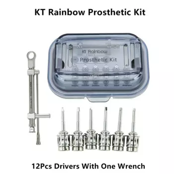 Отвертка для имплантации зубов KT Rainbow, 12 шт., ручные шестигранные отвертки, Трещотка с одним динамометрическим ключом, универсальный комплект для протезов