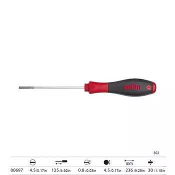 Шлицевые отвертки WIHA с круглым лезвием для малопрокалывающих винтов Нескользящая ручка Высоко эргономичная форма Серия No302