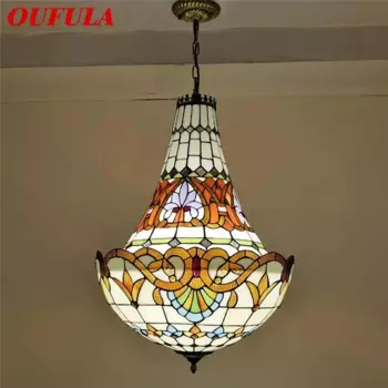 OUFULA Европейская Люстра Тиффани, винтажная Люстра для ресторана, спальни, кофейни, бара, виллы, коридора, цветная стеклянная Подвесная лампа