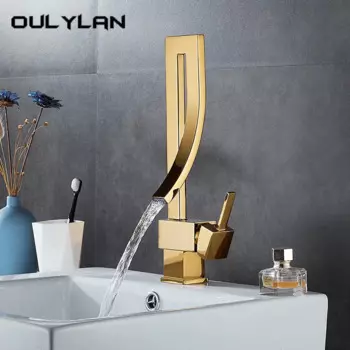 Oulylan смеситель для раковины, квадратный смеситель для раковины, матовый черный смеситель, смеситель для установки на палубе, смеситель для раковины с горячей и холодной водой