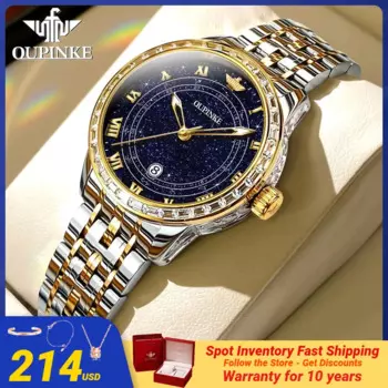 OUPINKE 3203 полностью алмазное автоматическое оборудование женские часы импортный механизм водонепроницаемые часы с сапфировым зеркалом часы ручные часы