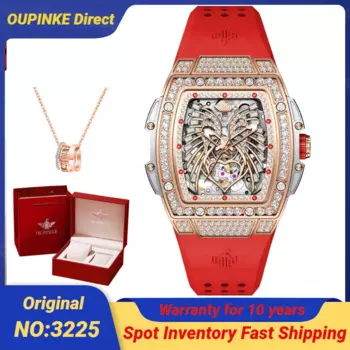 OUPINKE 3225 полностью алмазные импортные автоматические женские часы скелетоны дизайн бабочки Роскошные водонепроницаемые светящиеся женские часы