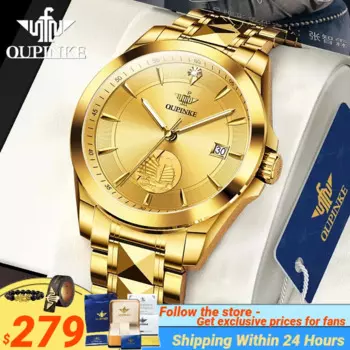 OUPINKE 3226 швейцарские сертифицированные автоматические механические часы для мужчин с золотым циферблатом резьба оригинальные мужские наручные часы Роскошный бренд