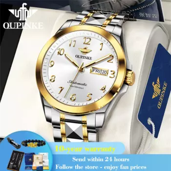 OUPINKE 3228 механические часы с двойным календарем для мужчин сапфировое зеркало топовый бренд наручные часы с цифрами водонепроницаемые мужские часы