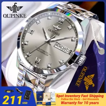 OUPINKE 3262 Деловые мужские часы, полностью автоматические механические наручные часы для мужчин, водонепроницаемые светящиеся роскошные часы с датой недели