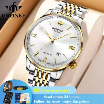 OUPINKE 3269 Часы с механическим механизмом для мужчин, наручные часы с тонким циферблатом в римской шкале, роскошные водонепроницаемые мужские часы с календарем лучшего бренда