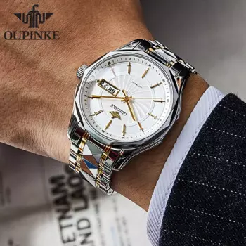 OUPINKE Деловые автоматические часы для мужчин с сапфировым стеклом Механические часы мужские платья водонепроницаемые мужские часы
