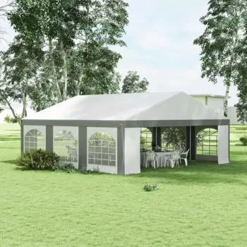 Outsunny 20 'x 20' СВЕРХМОЩНЫЙ телефон, палатка и навес со съемными боковыми стенками и двойными дверями, большая палатка с навесом, навес от солнца