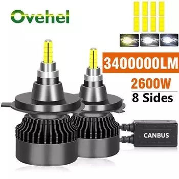 OVEHEL H7 Led Canbus 3D 360 Автомобильные фары Лампа 3400000 LM 2600 Вт H11 H4 H1 HB3 9005 HB4 9006 9012 Автомобильная противотуманная фара Турбо-лампа