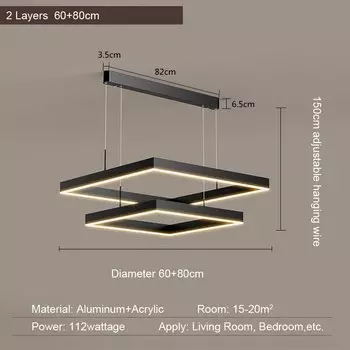 OWEN LYCA Подвесной светильник LED квадратный черный 40см 32Вт