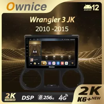 Ownice K6+ 2K для Jeep Wrangler 3 JK 2010-2018 Автомобильный радиоприемник Мультимедийный видеоплеер Навигация Стерео GPS Android 12 No 2 Din DVD