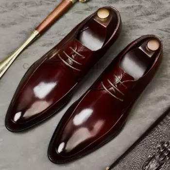 Оксфорды HKDQ мужские из натуральной кожи, классические туфли для свадьбы, вечеринки, на шнуровке, офисный костюм, формальная обувь, черные