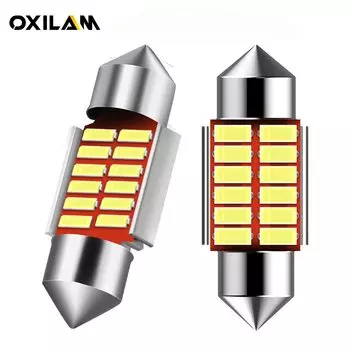 OXILAM 2 шт. C5W 31 мм фотолампа с теплым белым светом 6000K 12V C10W 31 мм Festoon Canbus без ошибок для номерного знака салона автомобиля 4014 SMD