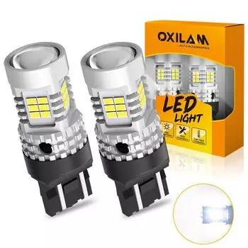 OXILAM 2 шт. T20 7443 Светодиодная красная CAN-шина без ошибок W21W WY21W W21/5W светодиодная лампа дневные ходовые огни тормозной сигнал задний фонарь 12 в белый