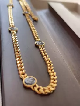 Ожерелье из латуни с цепочкой 18 карат золота в стиле ретро женские ювелирные изделия в стиле панк дизайнерское модельное платье редкое в стиле бохо Японский Корейский