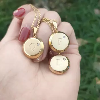 Ожерелья-Чокеры с инициалами, аксессуары для шеи из нержавеющей стали с фианитами, ожерелье с надписью, длинная цепочка, кулон с монеткой, подарок для лучшего друга