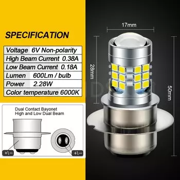 P15D Лампа для фар H6M P26S P36D Светодиодная лампа для скутера Лампа для мотоцикла Вспомогательное освещение для фар 6000K 6V Accesorios 12V 9-30V