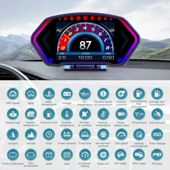 P3 GPS Спидеметр HUD OBD2 Проекционный дисплей Бортовой компьютер Автомобильный измеритель напряжения об/мин температуры воды Измеритель наклона с датчиком сигнализации