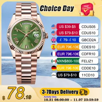 PAGANI DESIGN 2024, новые роскошные автоматические часы DD40 из розового золота для мужчин NH36A, механические наручные часы, мужские водонепроницаемые часы из нержавеющей стали