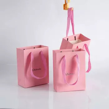 Пакеты из крафт-бумаги с ручками, 12x6x16 см, 50 шт./упаковка