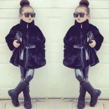 Пальто для девочек, куртка, зимняя хлопковая ветровка, 2023 Милая теплая Толстая Меховая куртка, зимний комбинезон, детская одежда